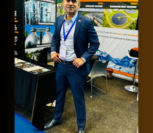Tigernix CEO posing at the Indowater Booth (J09) - 2